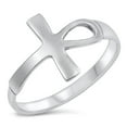 thumbnail image 1 of Sterling Silver Women's Ankh Cross Ring Wholesale 925 Band 12mm Jewelry Female Male Unisex Size 10, 1 of 4