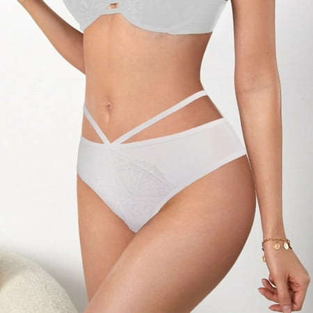 

Qazqa Womens Underwear Cotton Bikini Panties Lace Soft Hipster Panty Ladies Stretch Briefs White L