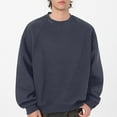 thumbnail image 2 of RYDCOT Men's Oversized Fleece Sweatshirt Long Sleeve Crewneck Casual Pullover Tops Solid Color Loose Fitting Sweatshirts Big & Tall 4XL Dark Blue, 2 of 5