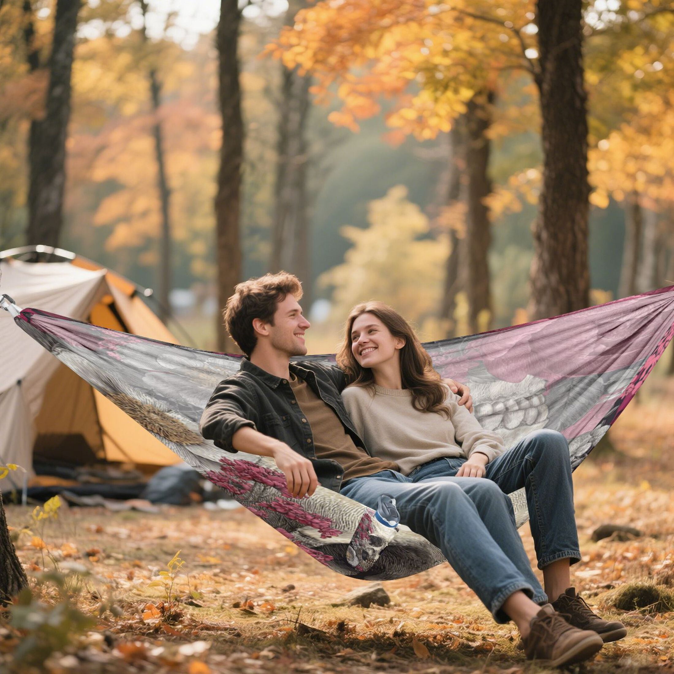 Hanging Hammock Portable Travel Camping For Outdooor Beach Camping Hiking Elegant Skull Design