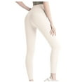 thumbnail image 3 of LMOIPLI Women's Slim Full Lenght Trousers Plain Color Sports Jogger Vintage Yoga Leggings Elastic High Waist Fashion Summer Clothes Yoga Leggings Beige XL, 3 of 3