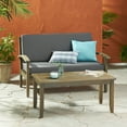 thumbnail image 2 of Ryland Outdoor Acacia Wood Loveseat and Coffee Table, Gray, Dark Gray, 2 of 11