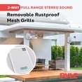 thumbnail image 7 of Pyle - Indoor / Outdoor Waterproof Speaker System - 5.25 Inch Pair of Weatherproof Wall/Ceiling Mounted Speakers with Heavy Duty Mesh Covers, 200 Watts RMS, Universal Mount - PDWR40W White, 7 of 7