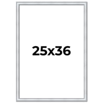 25x36 Frame Sterling Silver Solid Wood Picture Frame | 1.25 Inch Moulding Width | 0.75 Inch