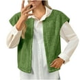 thumbnail image 4 of qucoqpe Womens Fuzzy Vest Cap Sleeve Crew Neck Knit Sweater Cardigan Fall Winter Casual Open Front Jackets, 4 of 6