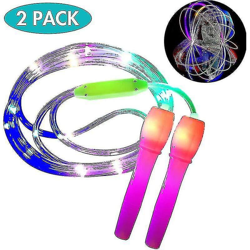 Set Of 2 Led Jump Ropes, Adjustable Length And Three Light Modes Skipping Rope For Kids, Light ...