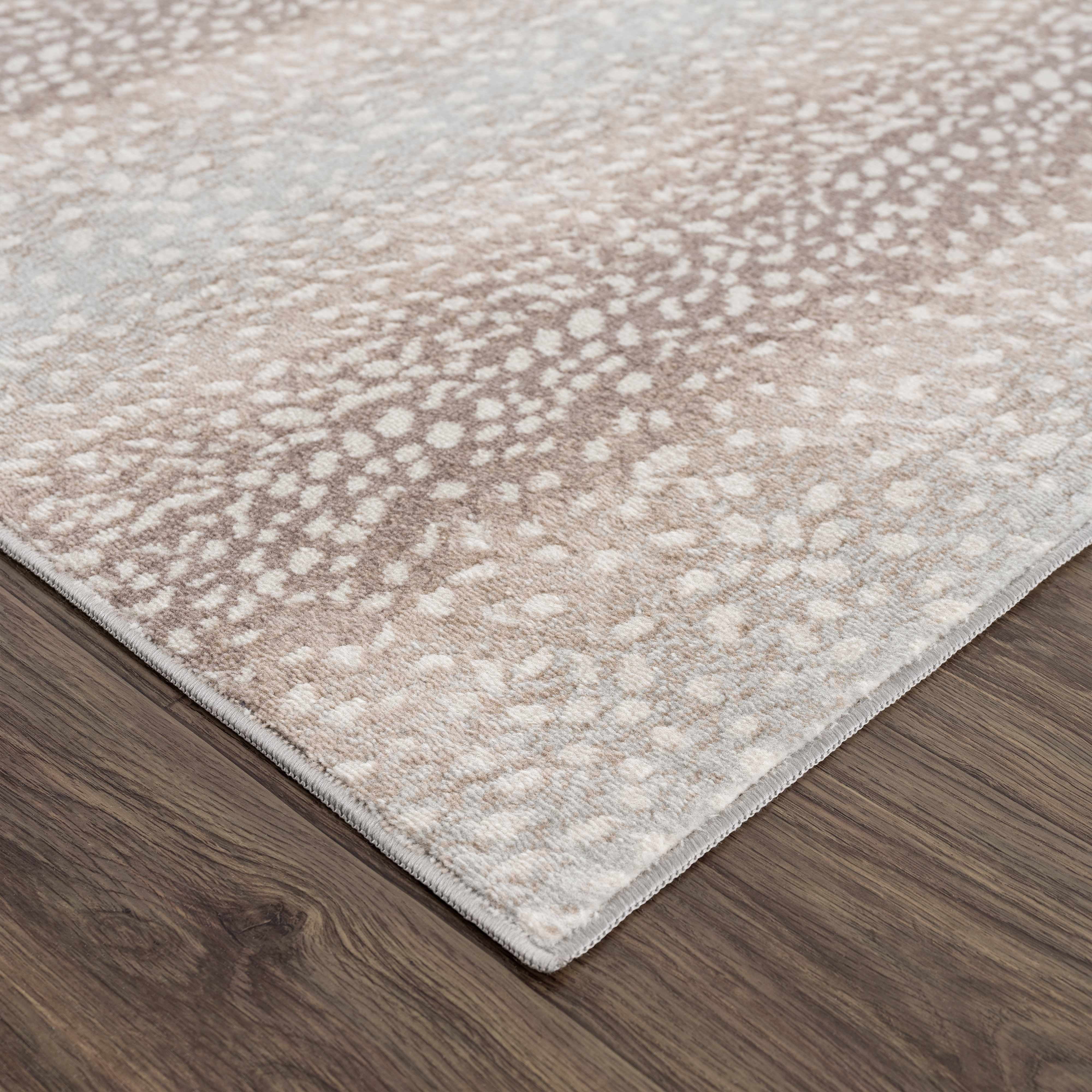 Hauteloom Pointblank Modern Animal Print Area Rug for Living Room, Bedroom - Bohemain Leopard Print Carpet - Contemporary Antelope Print Rug - Gray, Brown, Beige - 7'10" Round Rug