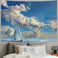thumbnail image 2 of Orinice Sailboat Ocean Clouds Tapestry Wall Hanging Unique Style for Home Decor Living Room Bedroom Apartment Farmhouse Dorm 50x40inch, 2 of 6