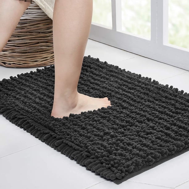 Alfombra de baño Walensee, felpilla, antideslizante, gris oscuro