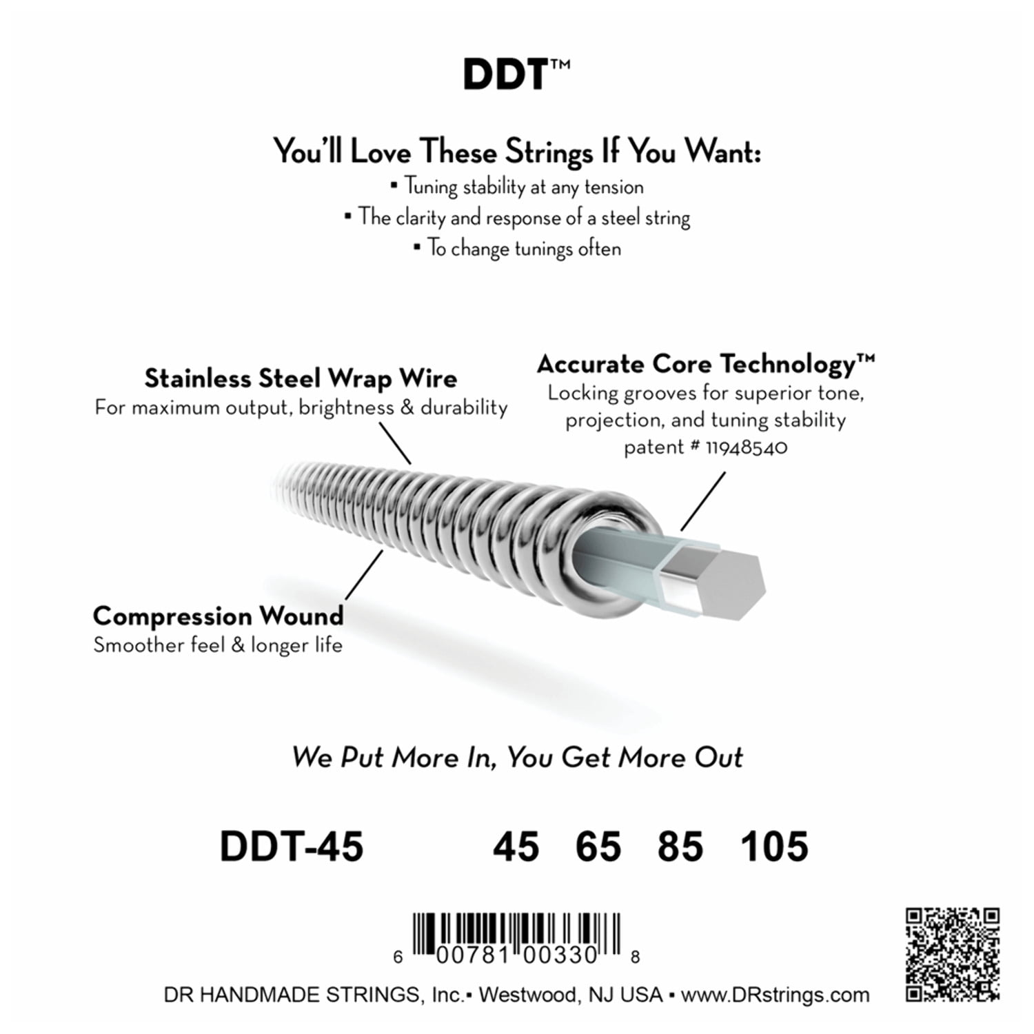 DR Strings Drop-Down Tuning Medium Bass Strings