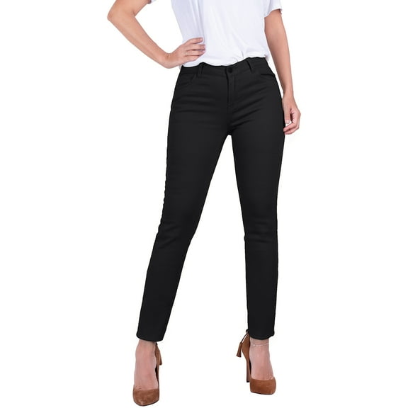 2Luver, Women's, School Uniform Pants with 5 Pocket Mid-Rise Classic Work, Black, 5