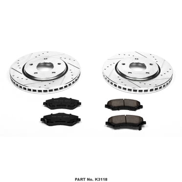 Power Stop K3118 Front Brake Kit - Drilled & Slotted Rotors With Z23 Evolution Ceramic Pads