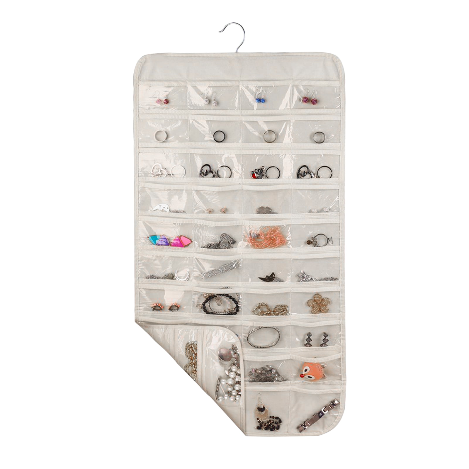 80 Pockets Jewelry Hanging Organizer Earring Necklace Jewelry Display Holder 