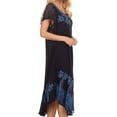 thumbnail image 3 of Sakkas Batik Palm Tree Cap Sleeve Caftan Dress / Cover Up - Navy Ocean - One Size, 3 of 5