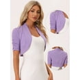 thumbnail image 2 of DARING DIVA Women's Ruched Short Sleeve Shrugs Bolero Cropped Cardigan XL Lilac, 2 of 6