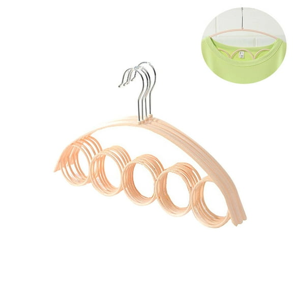 MLINS SpaceSaving Beige PP Material Scarf Tie Hanger with 5 Rings for Closet Organization and Hanging Use