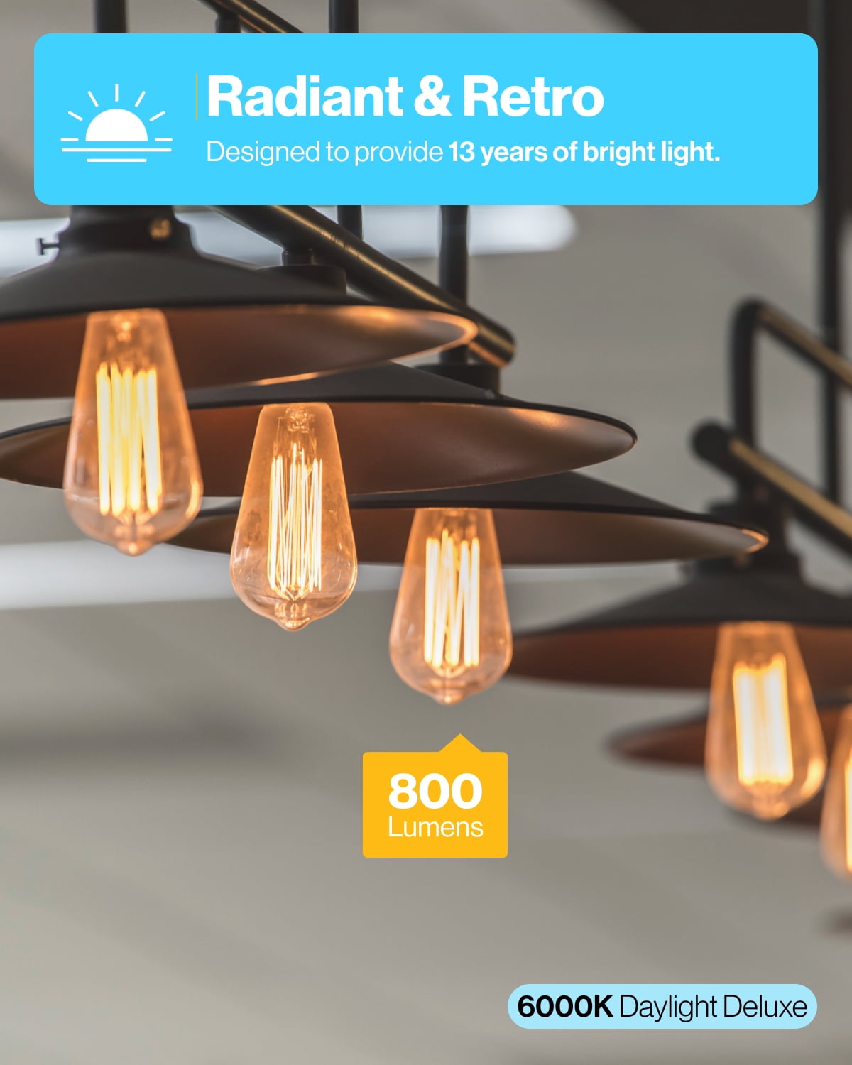 Sunco 16 Pack 60W Vintage LED Edison Bulbs Equivalent 8.5W CRI92 800 Lumens, Dimmable ST64 Filament 6000K Daylight Deluxe E26 Medium Base Light Bulbs High Brightness,Waterproof - UL