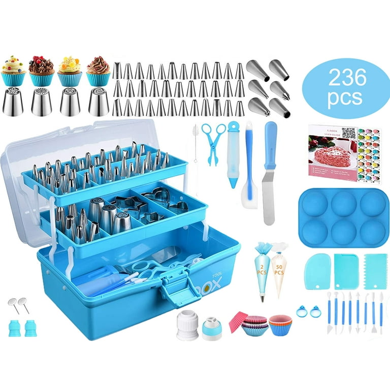 236 Pcs Cake Decorating Kit: Piping Bags & Tips Set with 42 Icing ...