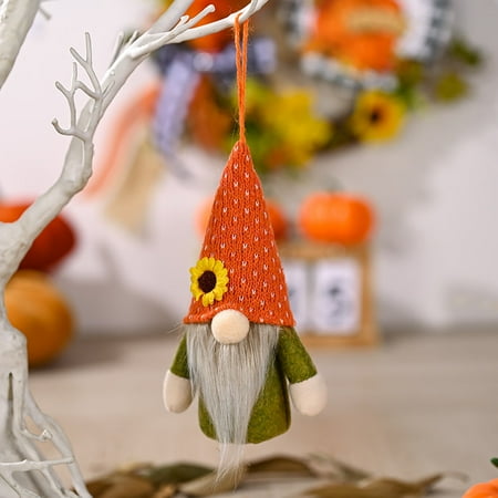 

H Arvest Season Decoration Orange Hat Gnome Pendant Sunflower Hat With Lamp Pendant