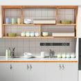 thumbnail image 6 of Aokeyee 2 Pack Silverware Storage Box with Adjustable Dividers, 5 Compartment Silverware Organizer with Lid Handle for Utensil Flatware Knives, Beige, 6 of 7