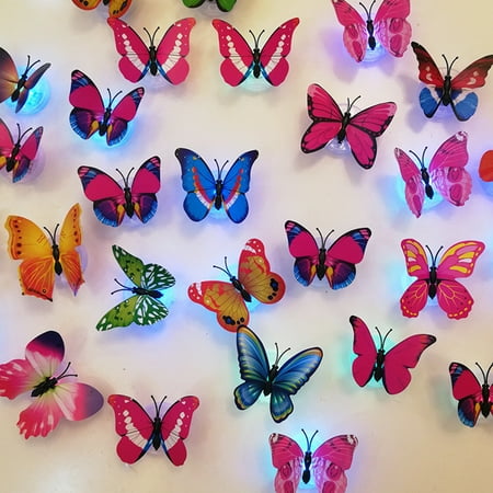 

GLFSIL 12pcs D Butterfly LED Wall Sticker Glowing Bedroom DIY Home Decor Night Light