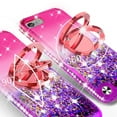 thumbnail image 4 of SOGA Rhinestone Liquid Float Quicksand Cover Cute Girl Phone Case Compatible for iPod Touch 5/iPod Touch 6 Case, with Embedded Metal Diamond Ring for Magnetic Car Mounts and Lanyard - Pink on Purple, 4 of 5