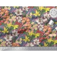 thumbnail image 2 of Soimoi Tissu Poly Georgette Rose Feuilles, & Lys Imprimé Floral 1 Yard 42 Pouces de Large, 2 of 3