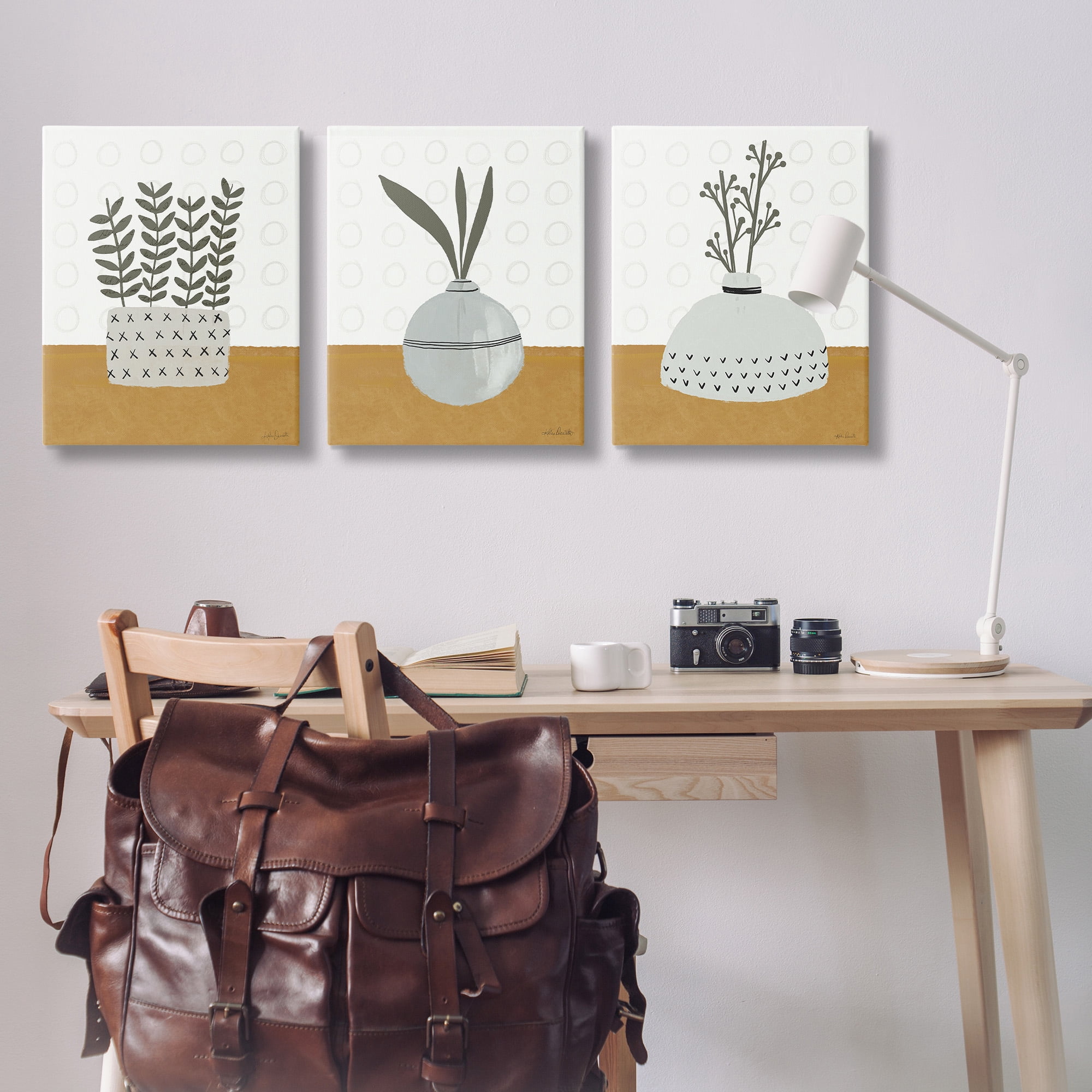 Stupell Industries Contemporary Plant Vases Botanical & Floral Painting Gallery Wrapped Canvas Art Print Wall Art, 24 x 30, Set of 3