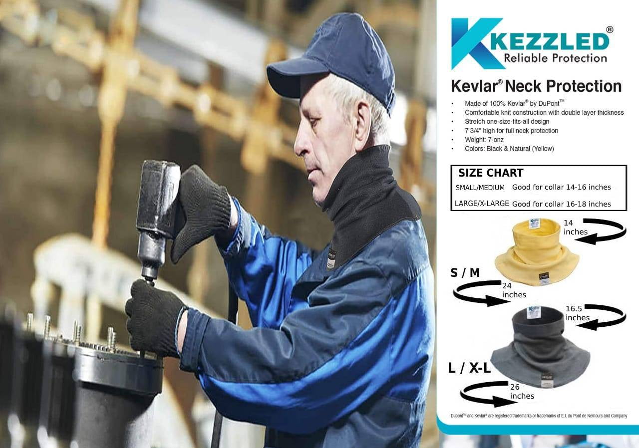 Double Layer DuPont™ Kevlar® Cut and Fire Resistant Neck Protector, kevlar  