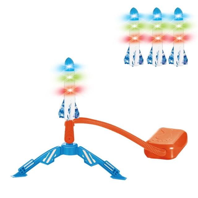 Lanceur de Fusée Jouet pour Enfants, Incl 2 Lanceurs et 6 Fusées en Mousse, Lanceur de Saut Robuste