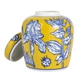 thumbnail image 3 of Creative Co-Op Decorative Small Ceramic Ginger Jar with Lid, Yellow, 3 of 4