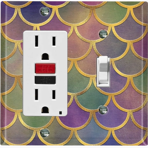 Metal Light Switch Plate Outlet Cover Mermaid Pastel MER005