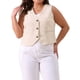 thumbnail image 1 of Chaleco sin mangas de lino para mujer de tallas grandes Agnes Orinda, con botones y bolsillos, 2X beige, 1 of 6