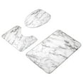 thumbnail image 2 of Juego de 3 alfombras de baño con contorno en forma de U, alfombrilla para ducha y pies con funda para asiento de inodoro, antideslizante, color blanco y gris., 2 of 8