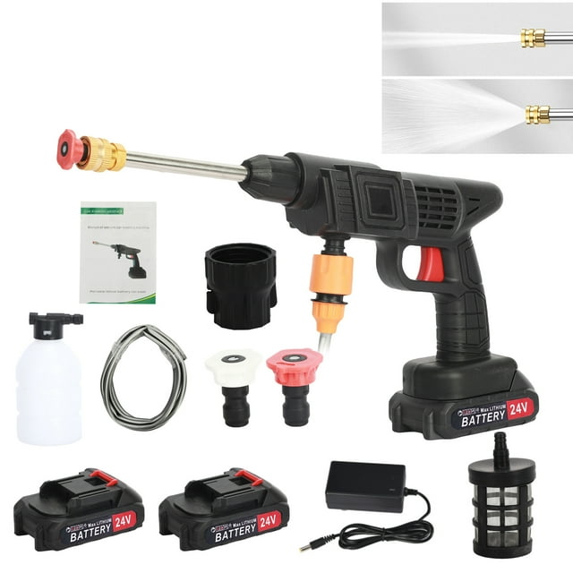 1 Set Cordless Power Washer Multifunction Nozzle Battery-powered Copper Motor 24V Pressure Washer Kit for Car