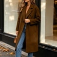 thumbnail image 6 of Vixolx Winter Peacoat for Women Fashion Notched Lapel Collar Double Breasted Woolen Coat with Side Pockets Solid Long Sleeve Overcoat, 6 of 9