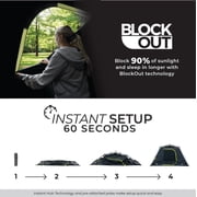 CORE 11 x 9 6 Person Blockout Instant Cabin Camping Tent, 22lbs