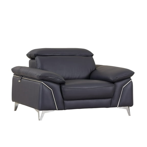 31" Navy Blue Genuine Italian Leather Chair
