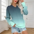 thumbnail image 2 of Enjoytime Women's Sweatshirt Printed V-Neck Long Sleeve Tops Fall Fashion Casual Pullover Sweatshirts Comfy Winter Clothes Army Green M, 2 of 5