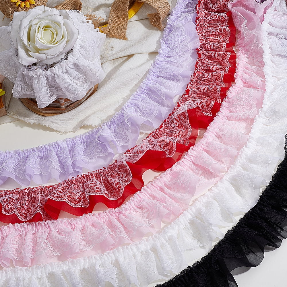 10 Yards Polyester Lace Ribbon Garment Accessories White 2-3/8 inch(60mm)
