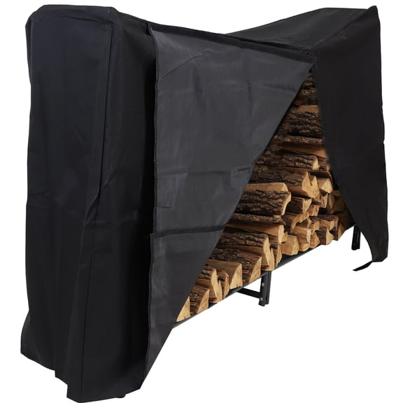 Sunnydaze Indoor or Outdoor Traditional Steel Firewood Log Rack with Protective PVC Cover