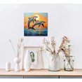thumbnail image 5 of Shadudu Dolphin Canvas Wall Art Sunset/ Sunrise Poster Dolphin Jumping Out Of Water Painting Ocean Life Prints Dolphin Pictures Coastal Theme Artwork Ocean Scenery Wall Art Canvas No Frame 16x16in, 5 of 6