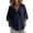 Navy, variant on hoksml Women's Cotton Linen V Neck Blouse, Roll-Up Sleeve Henley Casual Shirt, Loose Fit Top for Daily and Office Wear