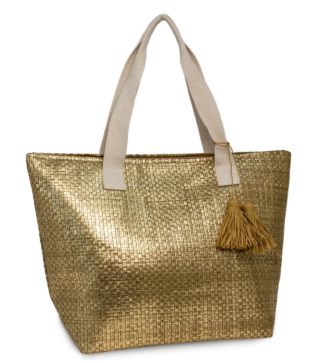 gold metallic beach bag