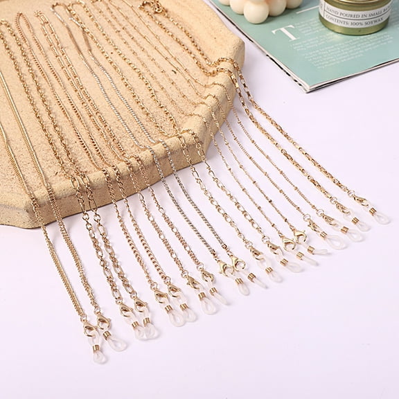 D-GROEE 5Pcs Gold Plated Eyeglass Chains Sunglass Retainer Strap Eyewear Retainer Eyeglass Strap Holder for Women