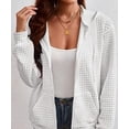 thumbnail image 2 of NJWS Womens Zip Up Hoodie Oversized Sweatshirt Drawstring Waffle Hooded Jackets Casual Daily Outfits With Pockets, 2 of 5