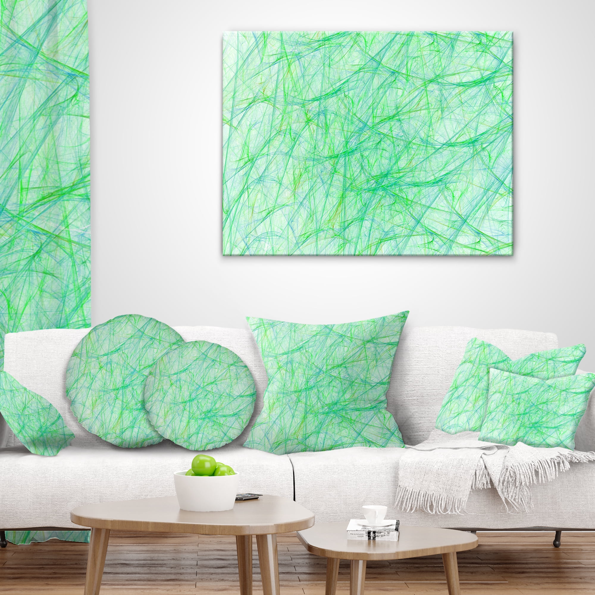 Designart Clear Green Veins of Marble - Abstract Throw Pillow - 18x18
