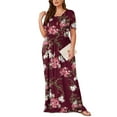 thumbnail image 2 of Asklazy Women's Short Sleeve Fit & Flare Maxi Dresses, Floral Prints,4XL, 2 of 10