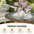 thumbnail image 2 of Ktaxon Foldable 17.7" Ratten Patio Side Table with Tempered Glass Top, Folding Sofa End Table with Wicker Decorations for Lawn Garden Balcony Porch Deck Pool (Square, Brown), 2 of 9