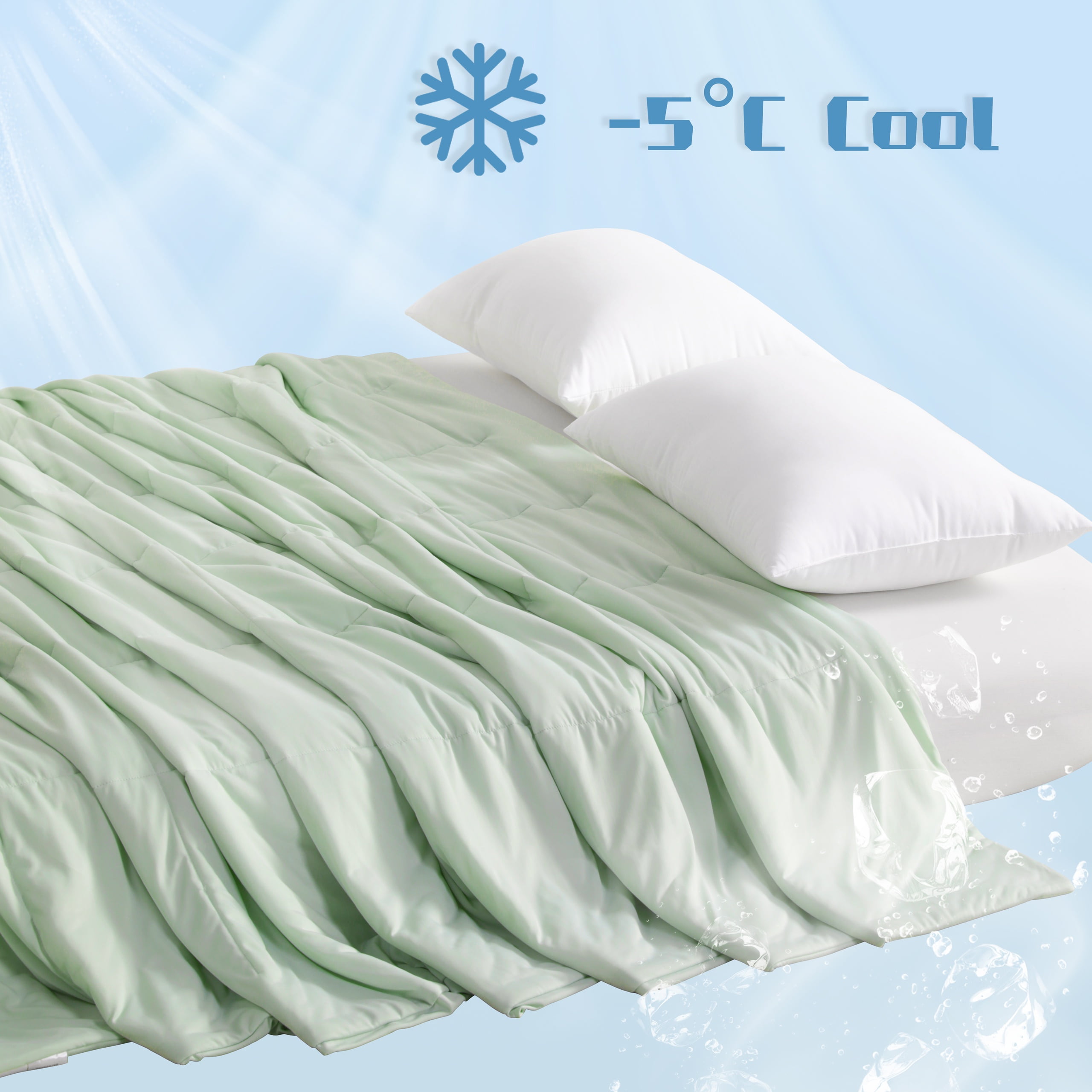 Ntbay Twin Size Cooling Comforter for Hot Sleepers, Breathable Double-Sided Cooling Blanket, 68" x 90", Mint Green